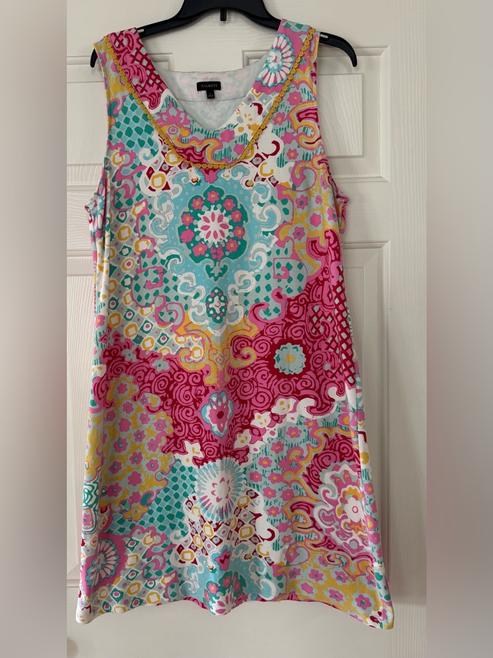 Talbots Pastel patterned boho midi sleeveless dress 100% cotton women’s large